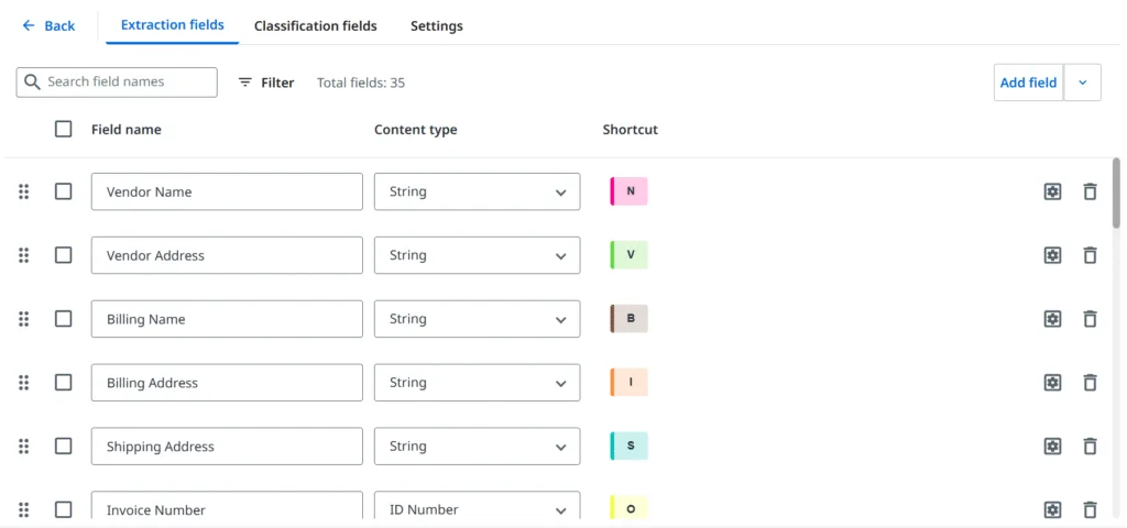 Zrzut ekranu sekcji „Document Type Manager” w UiPath Document Understanding.